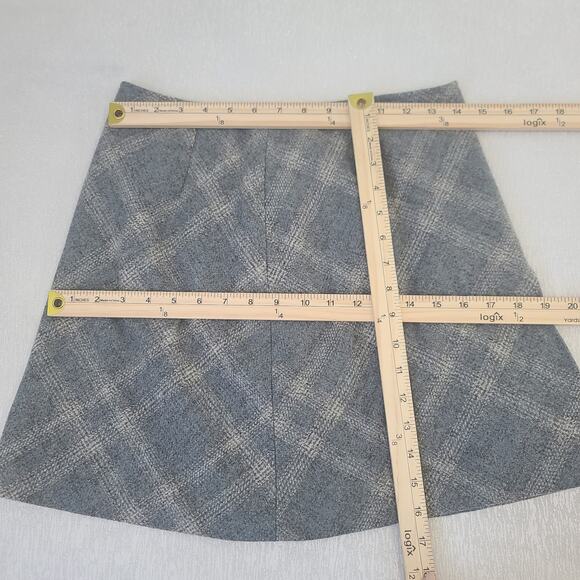 J Crew Women's wool skirt Grey pleated plaid Sz 8 Preppy Academia Twee Y2K vines - Picture 8 of 11